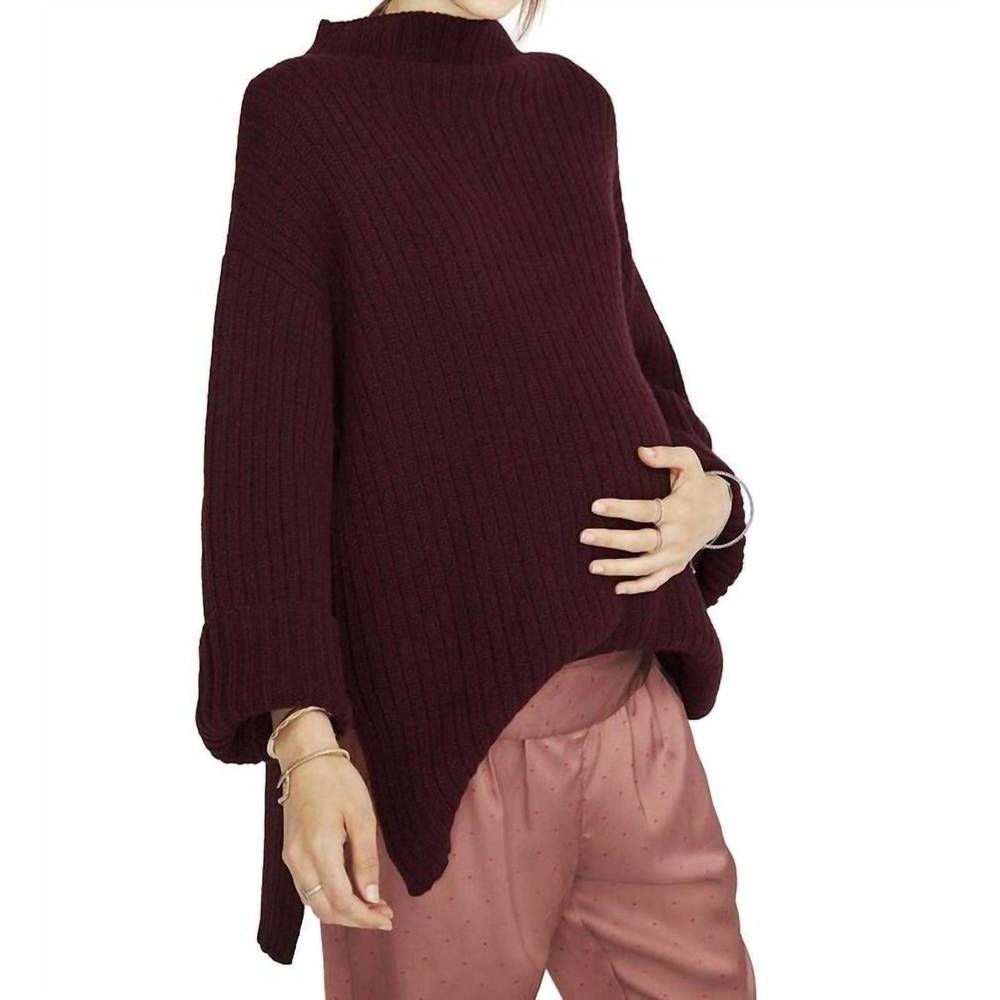 Hatch Maternity Wine Ribbed Cowl Neck Sweater